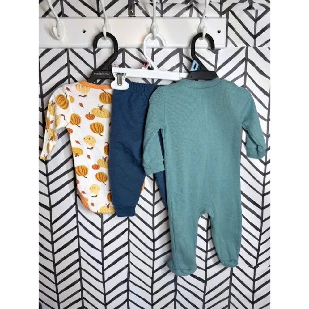 Chick Pea Blue Orange Pumpkin 3Pc Baby Boy Bundle 0-3M 7127